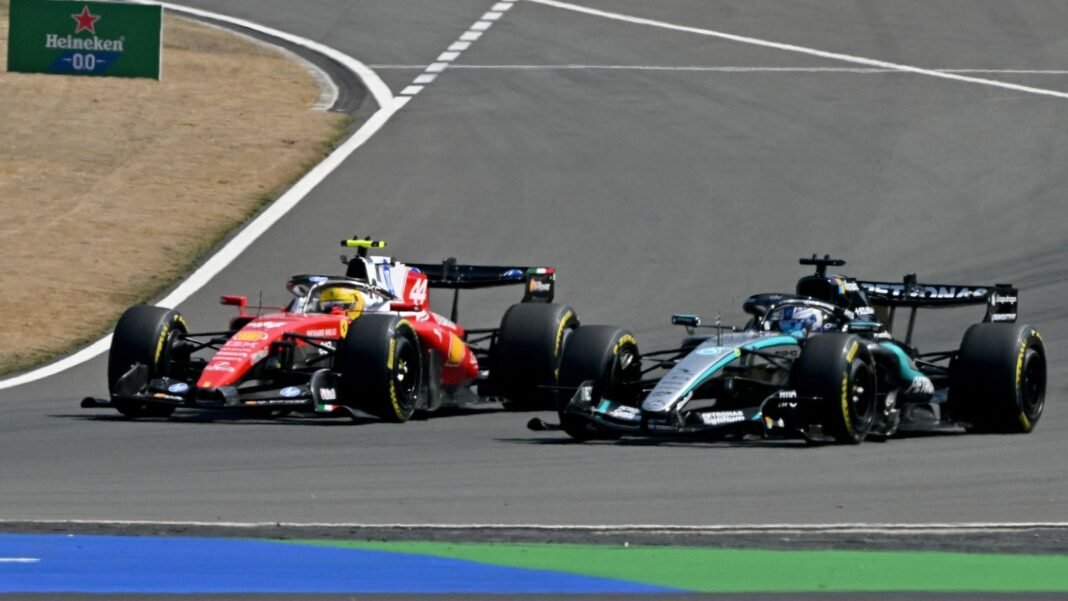 Chinese GP Sprint: George Russell wins for Mercedes after thrilling battle with Lewis Hamilton in Shanghai