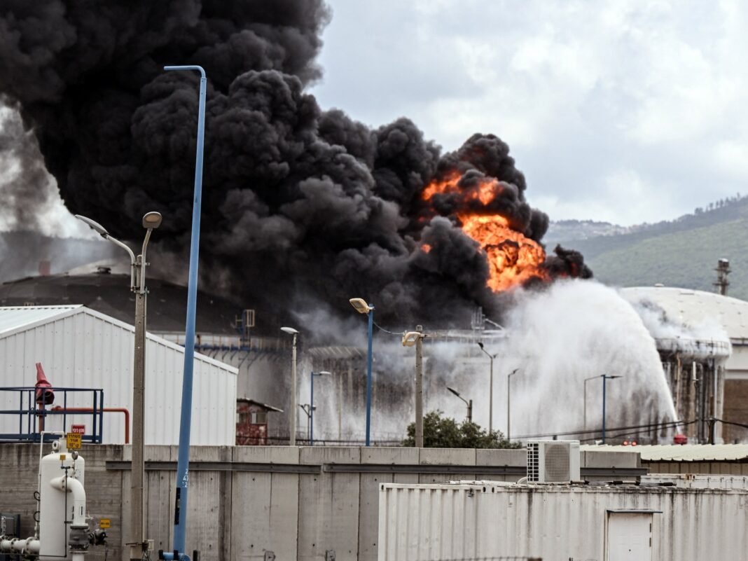 Fire contained after missile attack on oil refinery in Israel’s Haifa