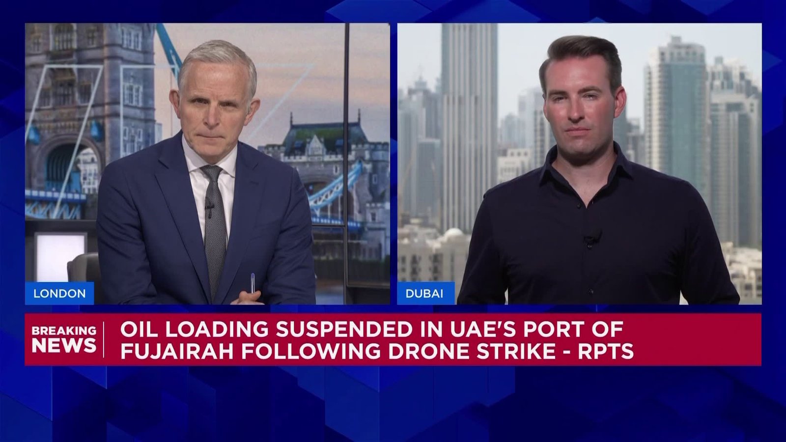 Fire caused by drone strike at UAE's Fujairah oil hub