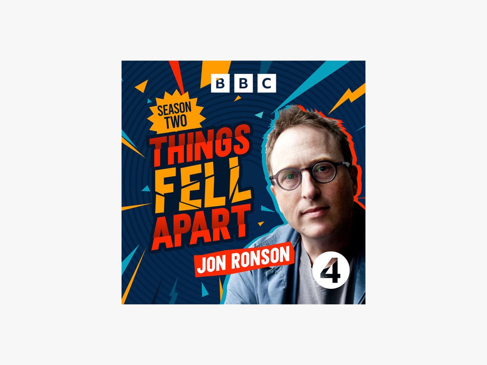Things Fell Apart cover art showing a person with short hair and black glasses