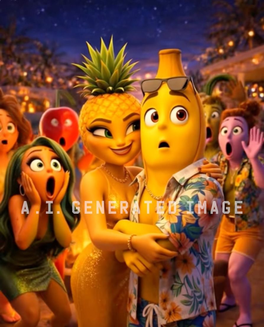 Anthropomorphic pineapple character from Fruit Love Island