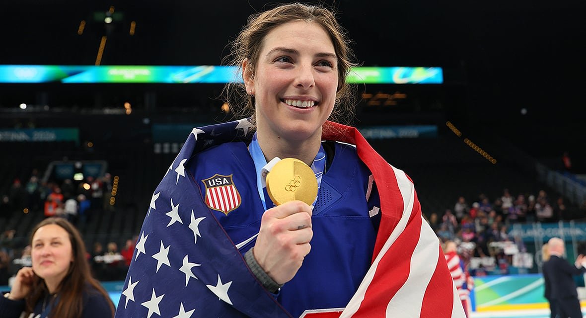 Hilary Knight skating after winning Olympic gold medal