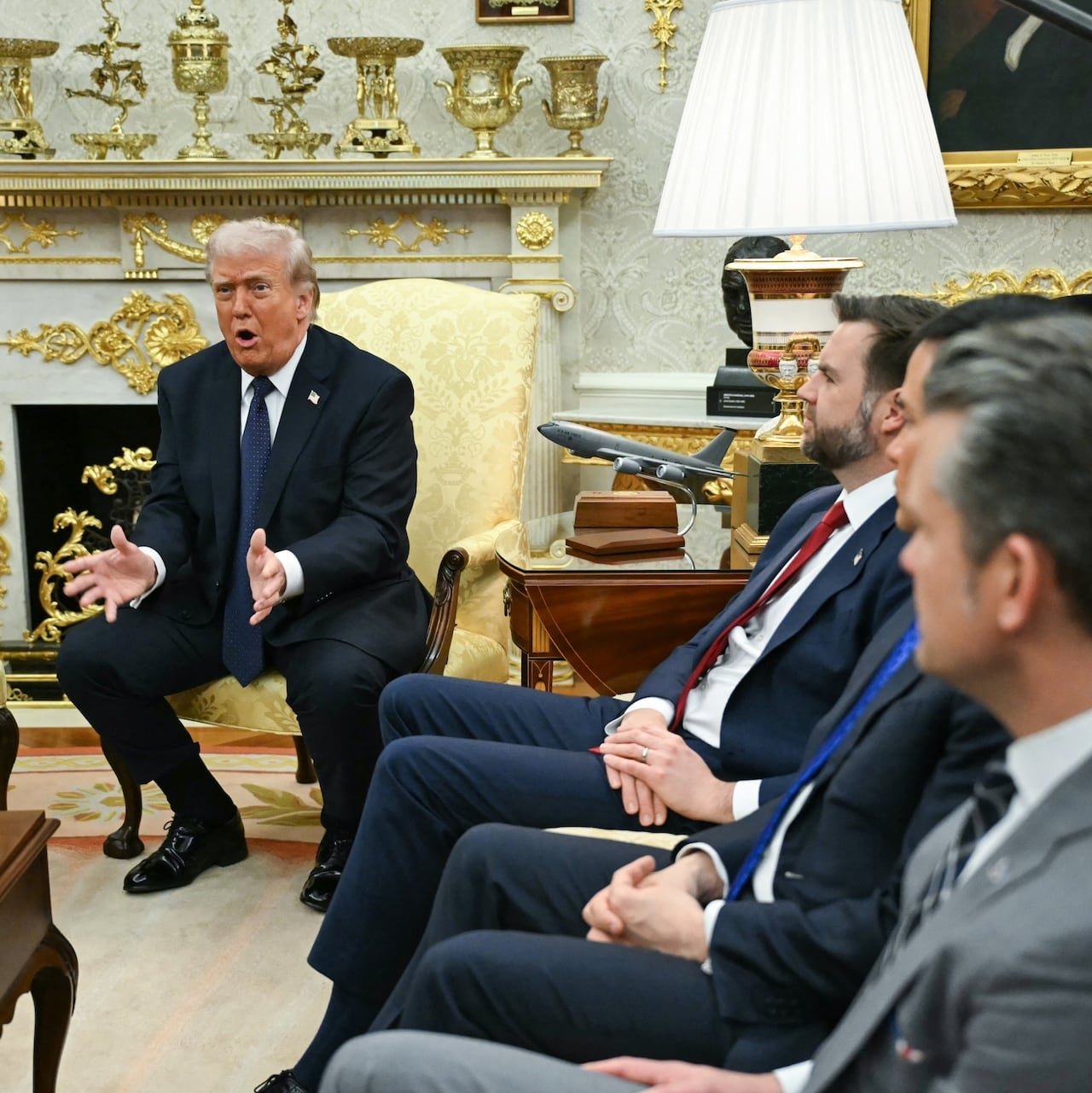 U.S President Donald Trump speaking during White House meeting