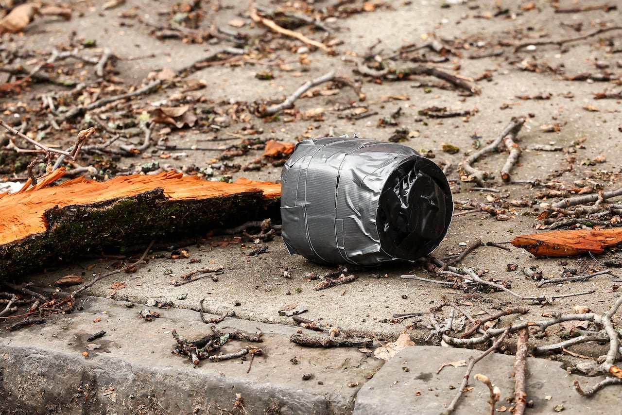 Improvised explosive found on ground after protest