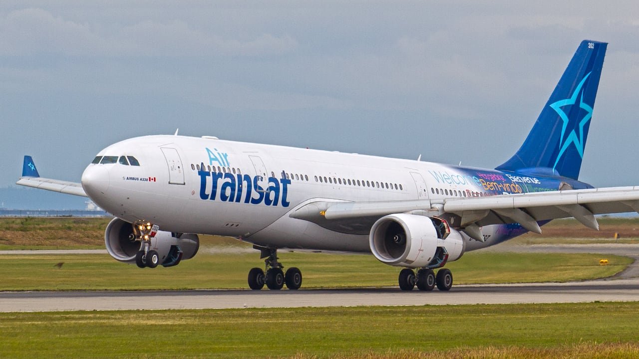 Air Transat Airbus A330 landing on runway
