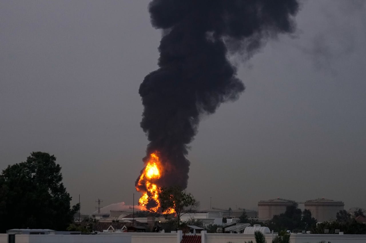 smoke rising after drone strike near airport