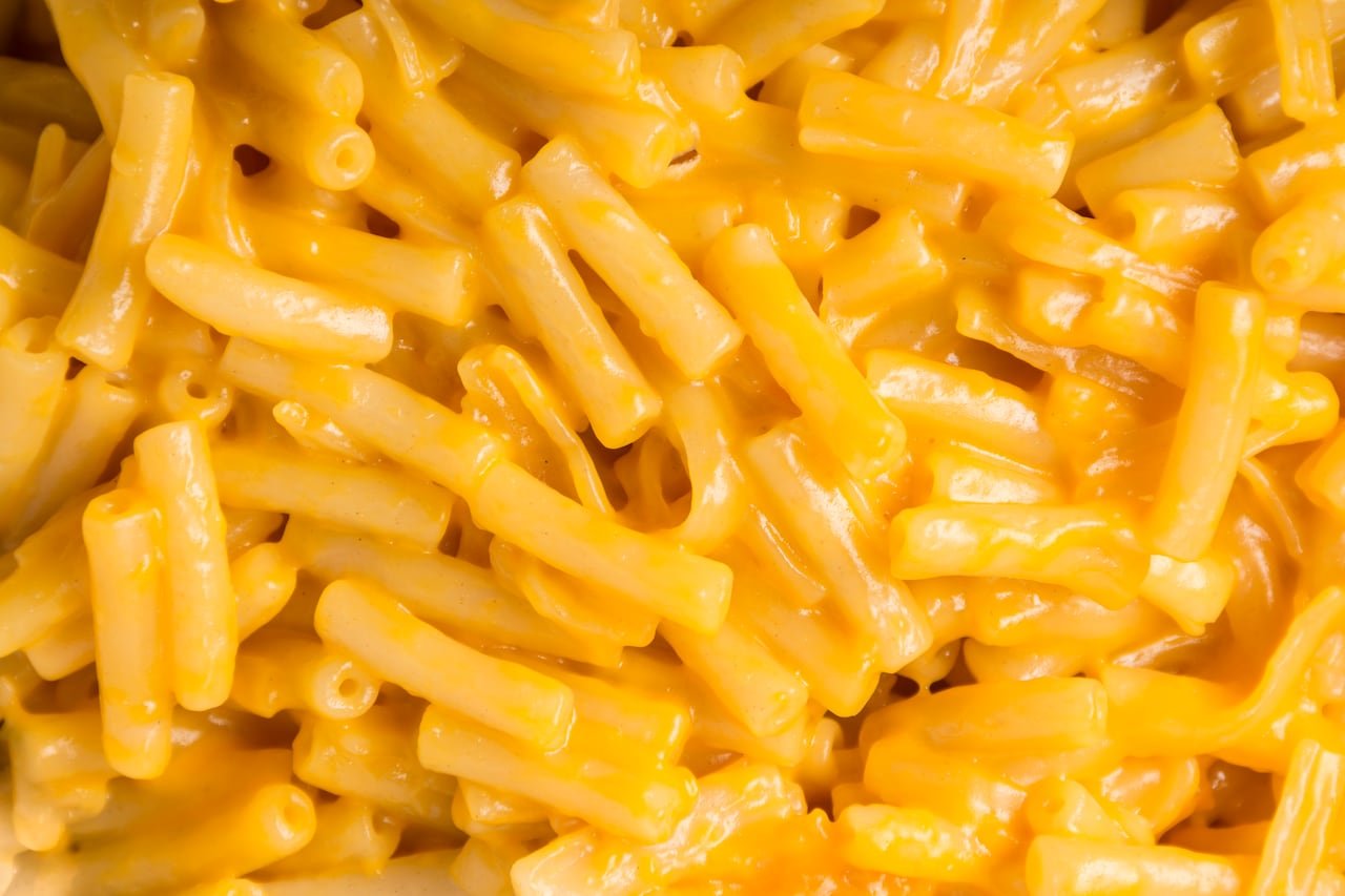 Close-up view of macaroni noodles used in PowerMac