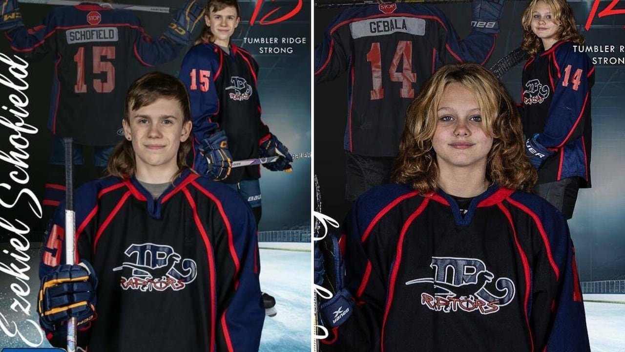 Hockey cards featuring two children from Tumbler Ridge
