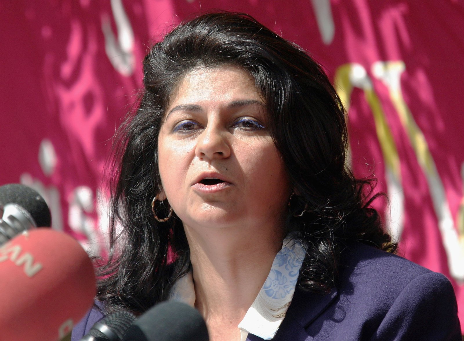 Yanar Mohammed speaking at Women's Day event in Baghdad