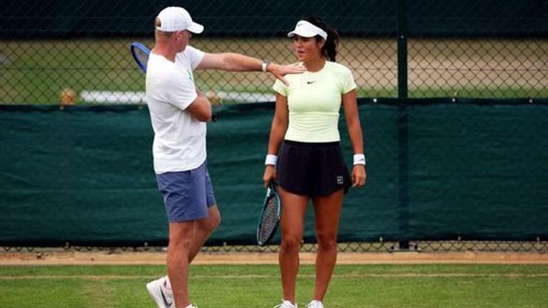 Emma Raducanu practicing under mark Petchey's guidance