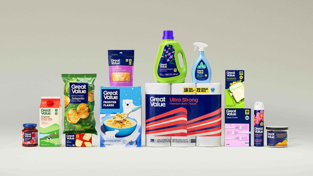 Walmart is refreshing the look of Great Value, its largest private-label brand