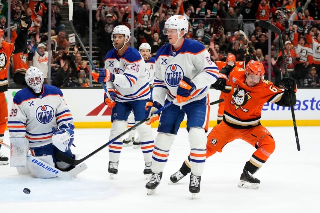McDavid scores, but Oilers’ leaky defence leads to defeat against Ducks