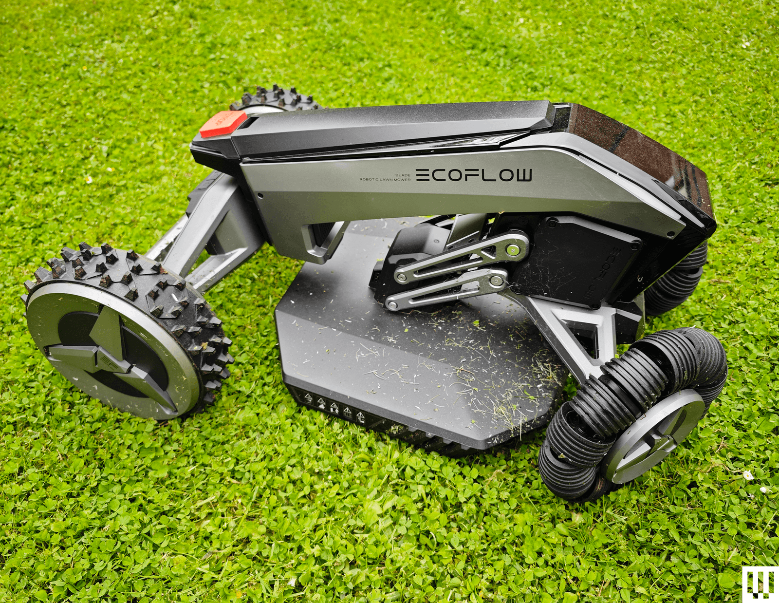 EcoFlow Blade robotic lawn mower stuck near flower bed