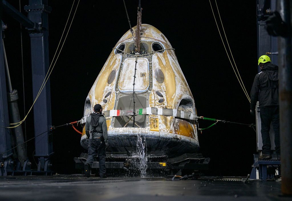 Orion capsule after splashdown