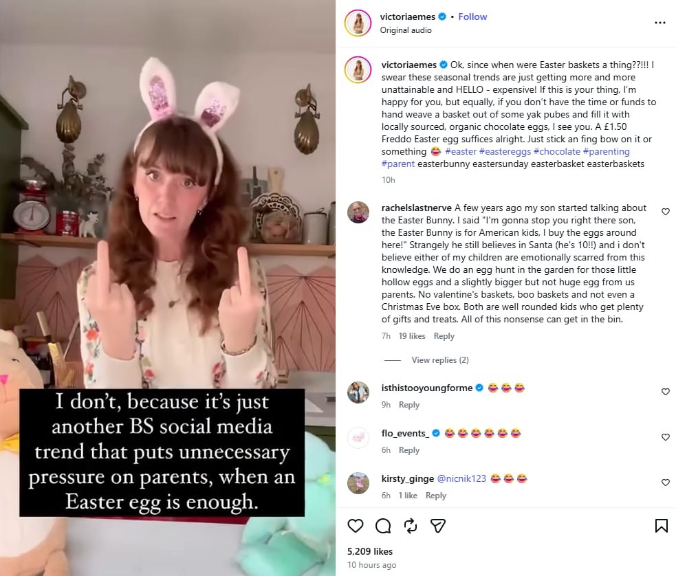 Woman wearing bunny ears making rebellious gesture