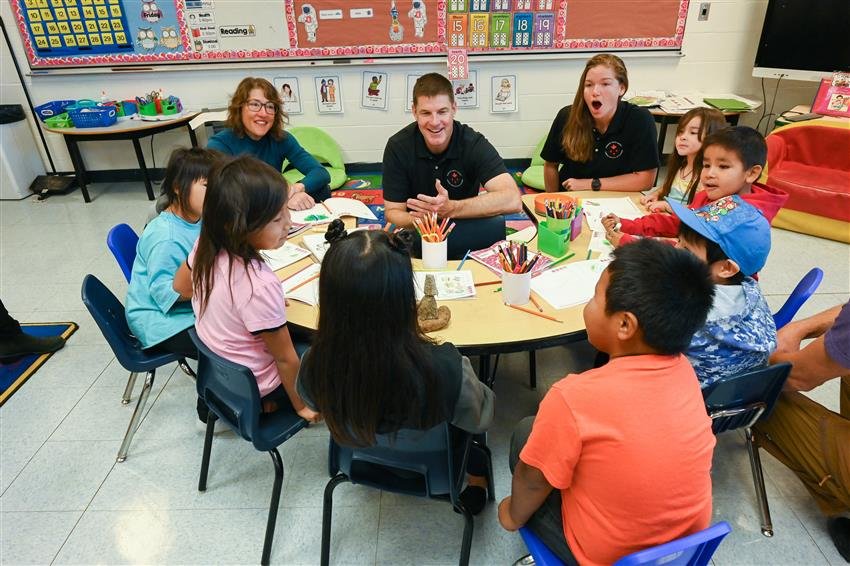 Astronauts engaging with youth at Mushuau Innu Natuashish School
