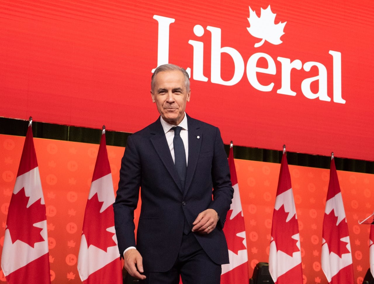 Prime Minister Mark Carney speaking at national convention