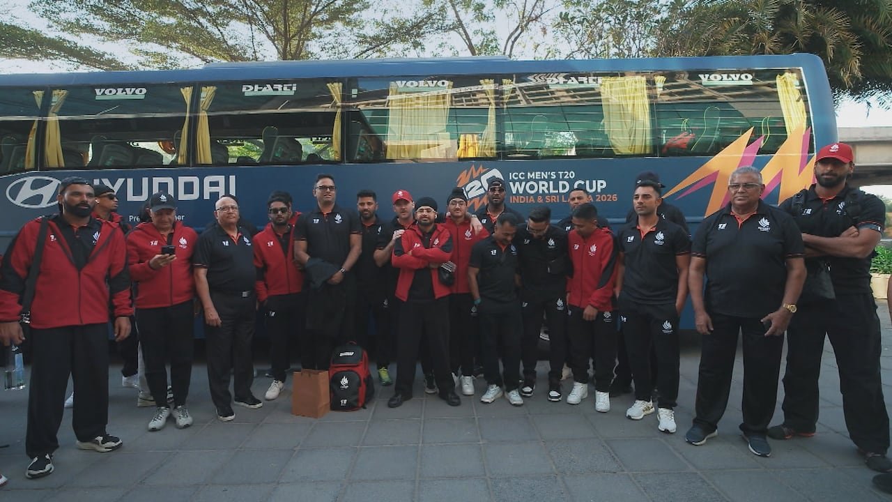Canada men's cricket team posing after T-20 World Cup match