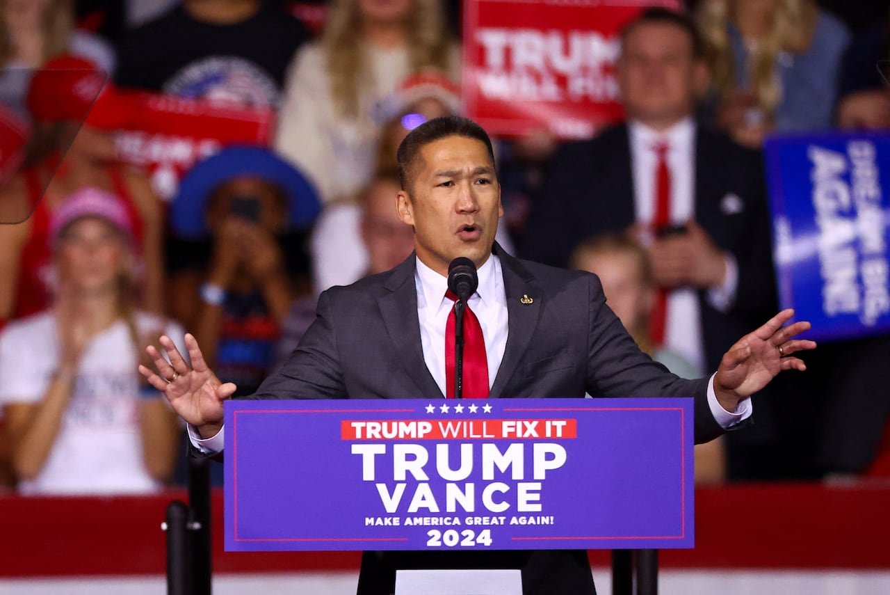 Undersecretary Hung Cao speaking at podium