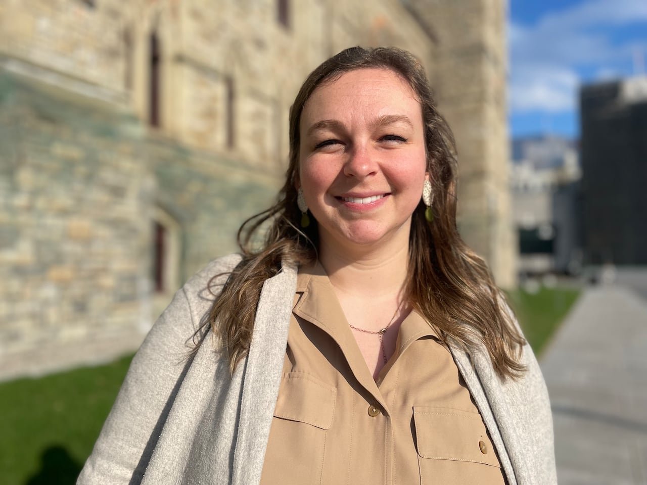 Morrell Andrews advocating outside courthouse