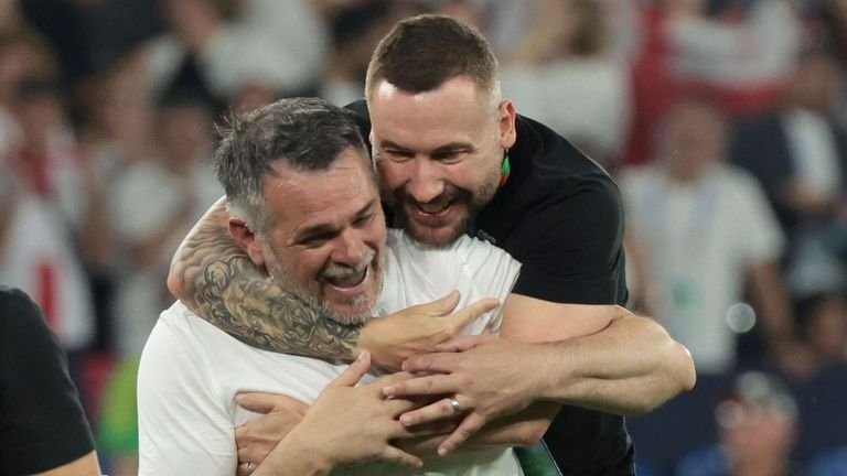 David Webb celebrating success alongside Willy Sagnol