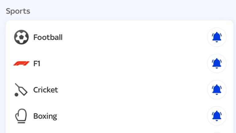 subscribe to notifications across multiple sports