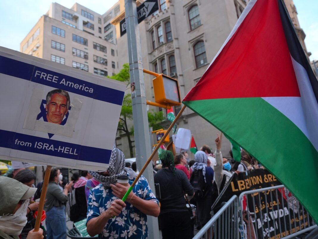 Pro-Palestine group protests outside Israeli real estate event in New York