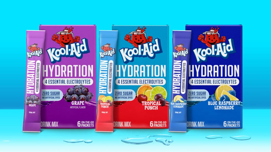 Kool-Aid’s Bold New Look: Vibrant Electrolyte Packets Now Free of Artificial Dyes in Kraft Heinz’s Exciting Makeover!
