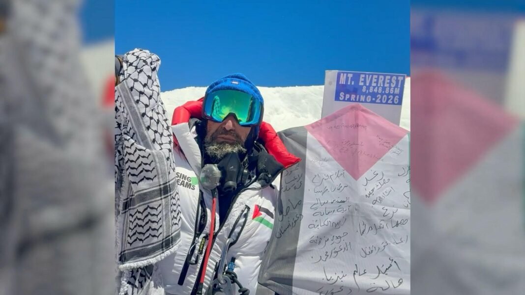 Fearless Climber Reaches Everest Summit, Flying a Kite Filled with Palestinian Children’s Dreams