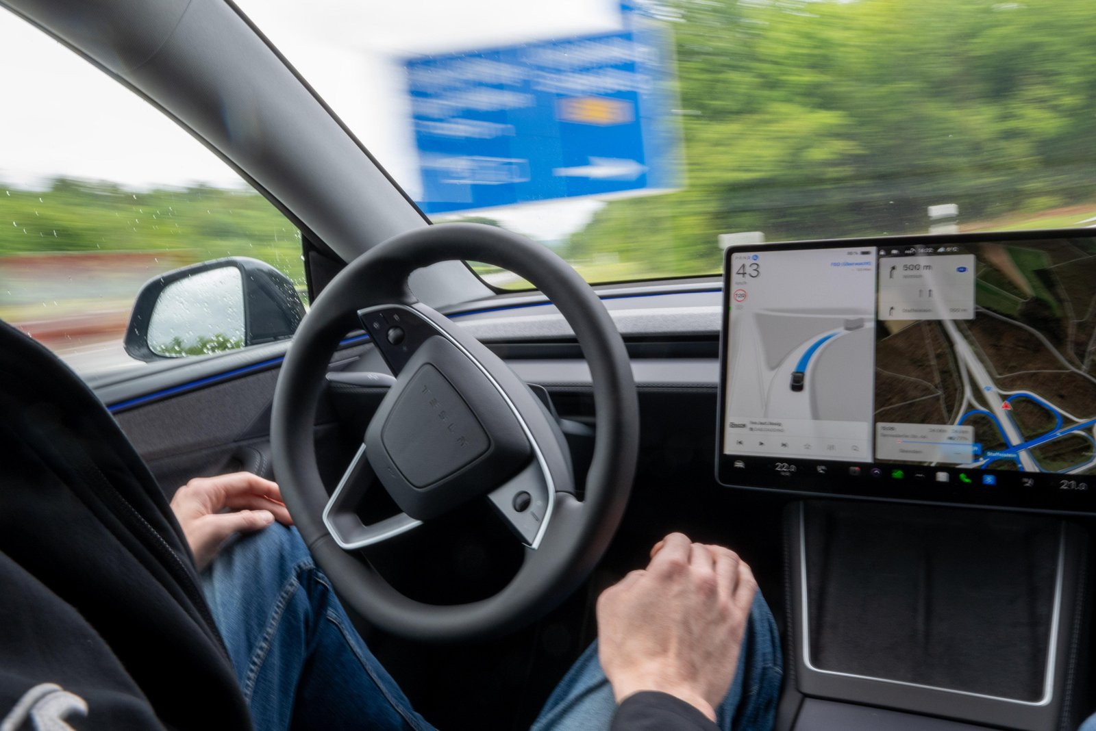 Tesla Model Y navigating rural roads autonomously