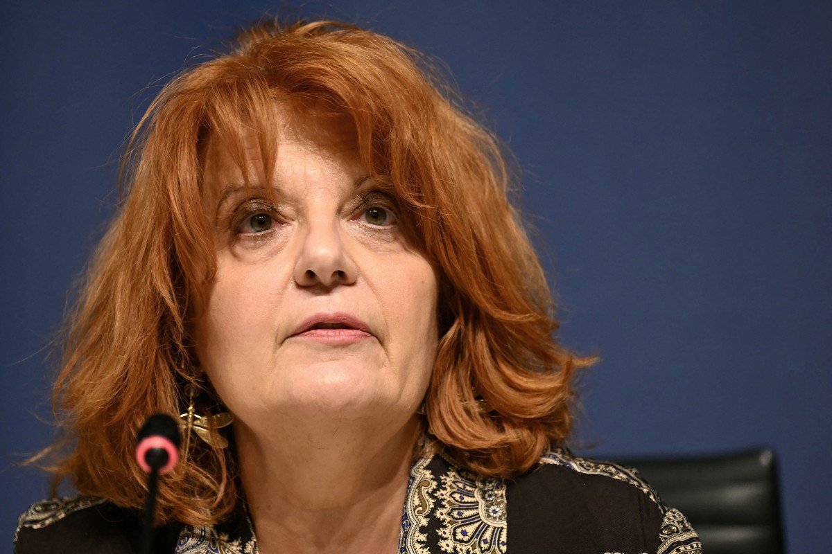 Paris Public Prosecutor Laure Beccuau speaking at press conference