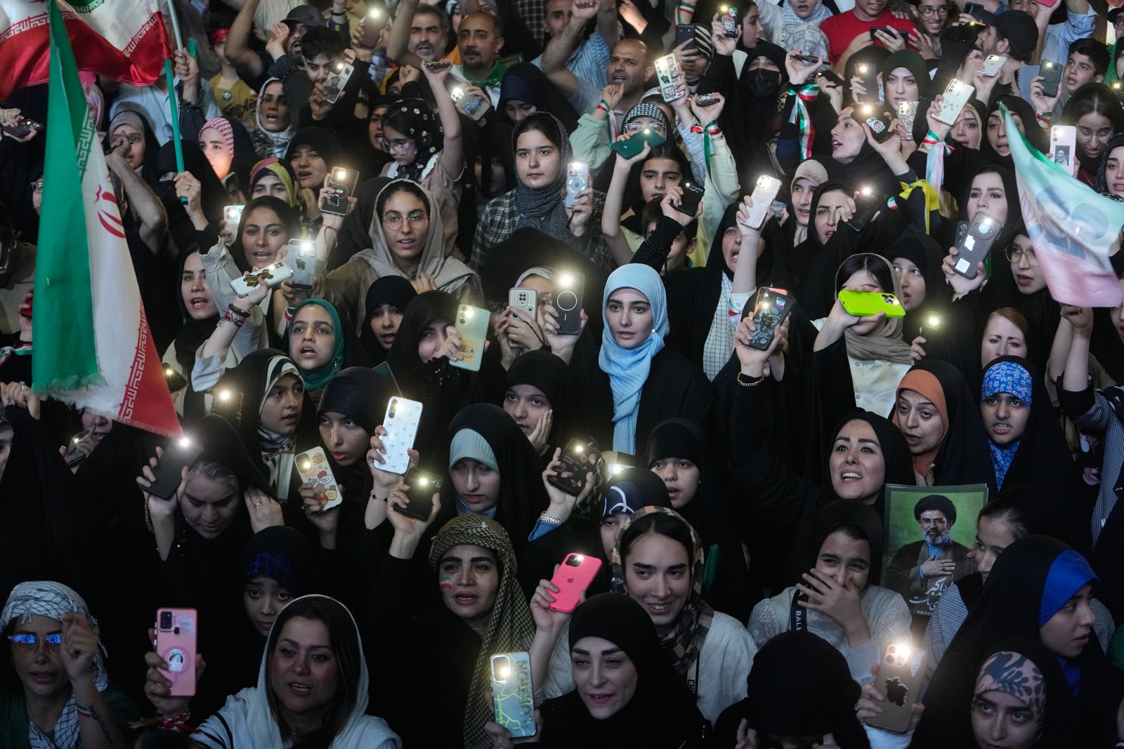 pro-government demonstrators chant slogans during gathering at Islamic Revolution Square Tehran Iran