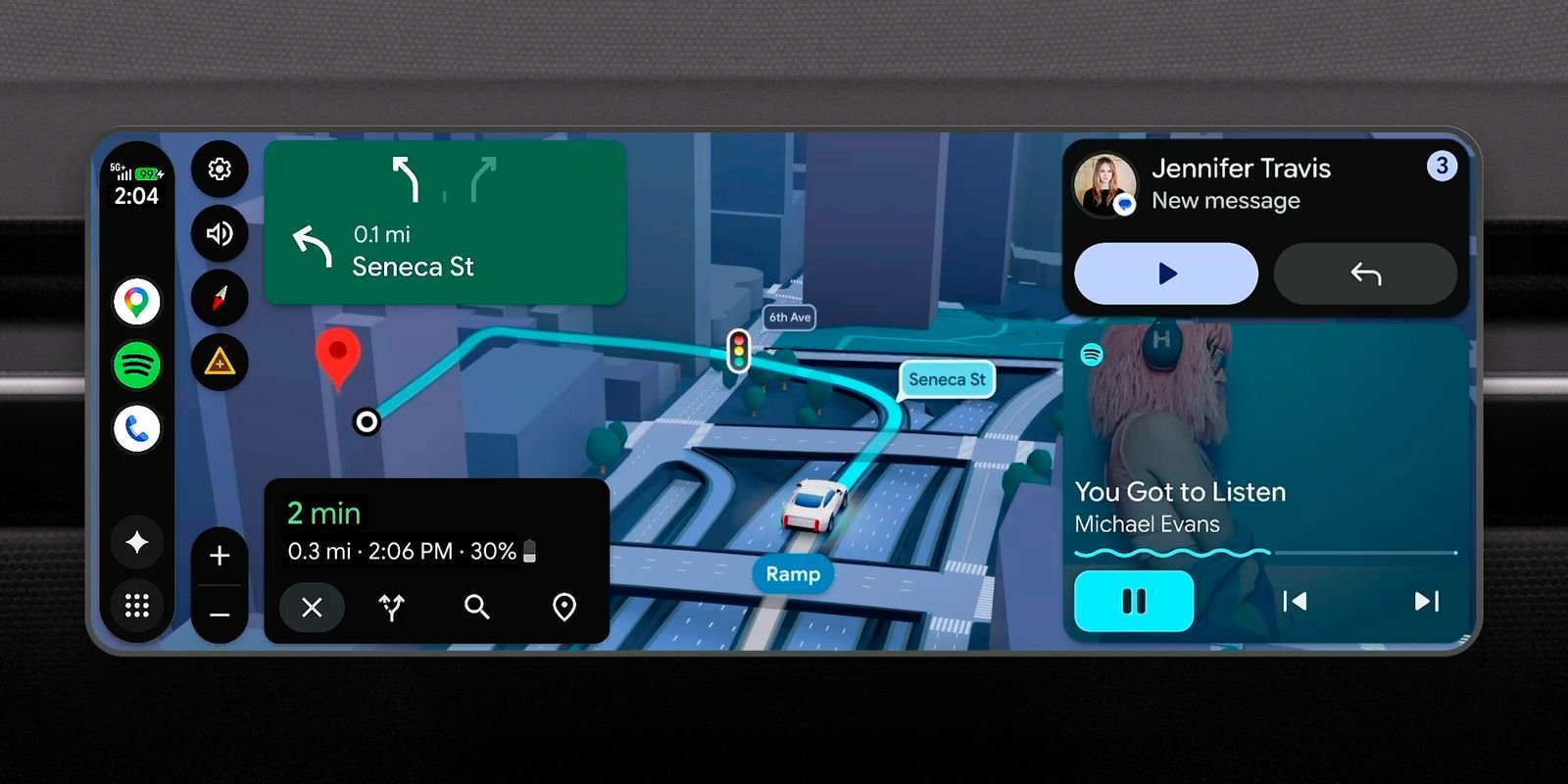Android Auto dashboard interface