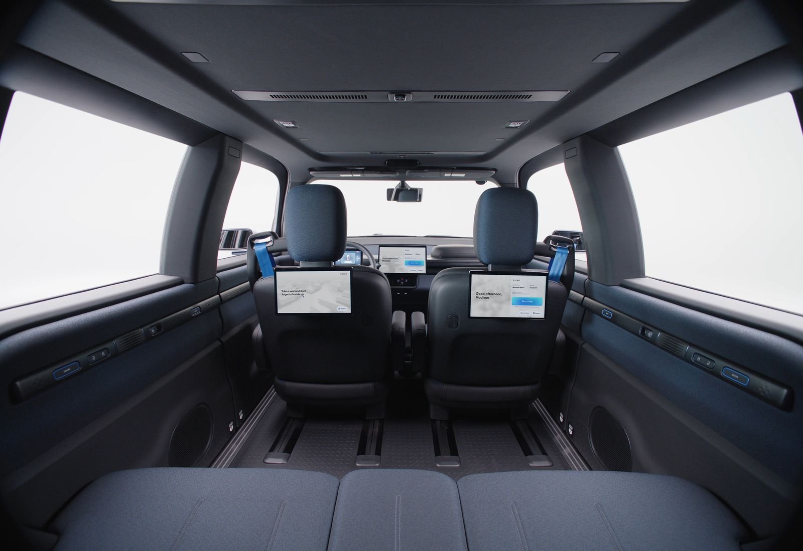 Spacious cabin interior view inside Waymo's new Ojai autonomous vehicle