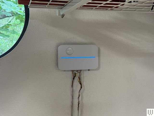 rachio 3 Smart Sprinkler Controller mounted on wall
