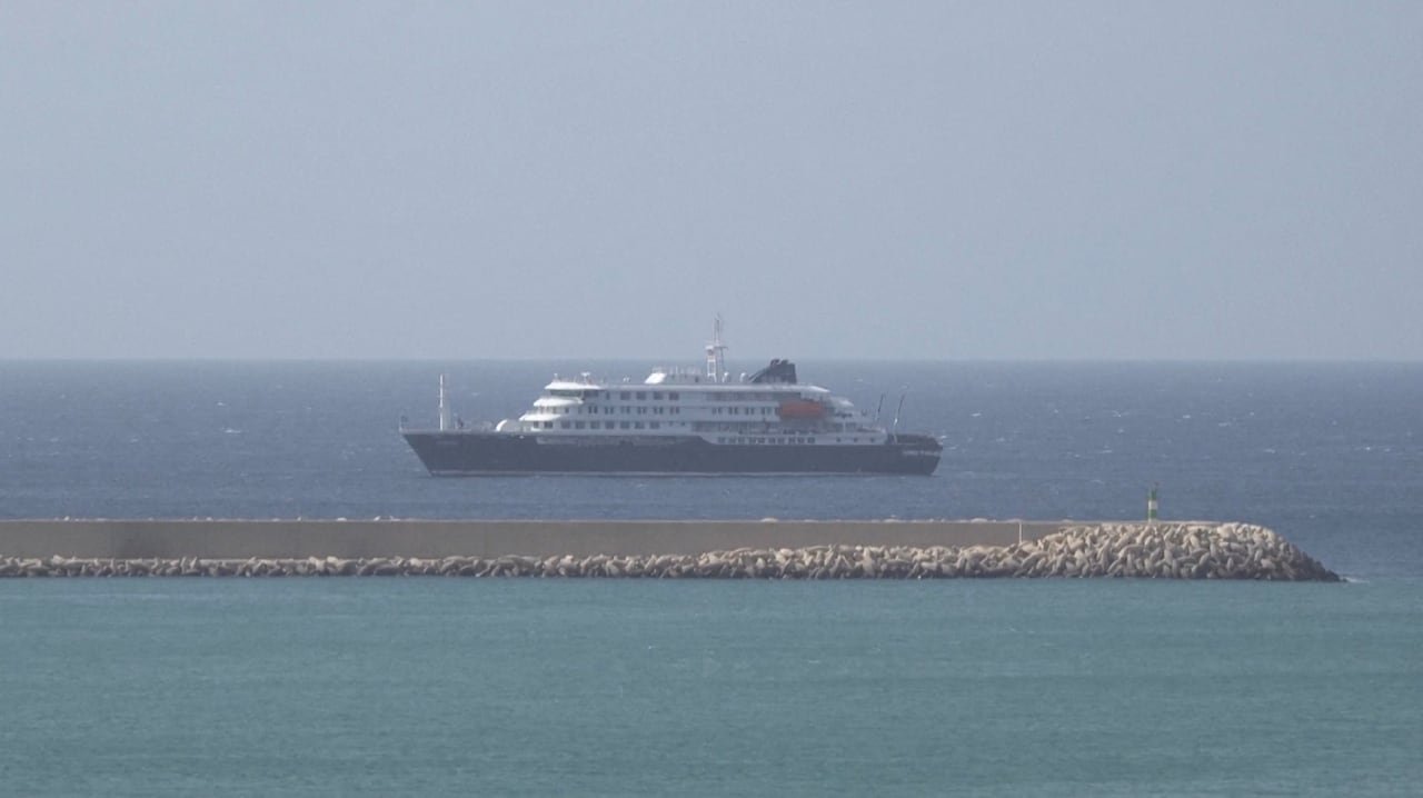 MV Hondius cruise ship anchored off cape Verde