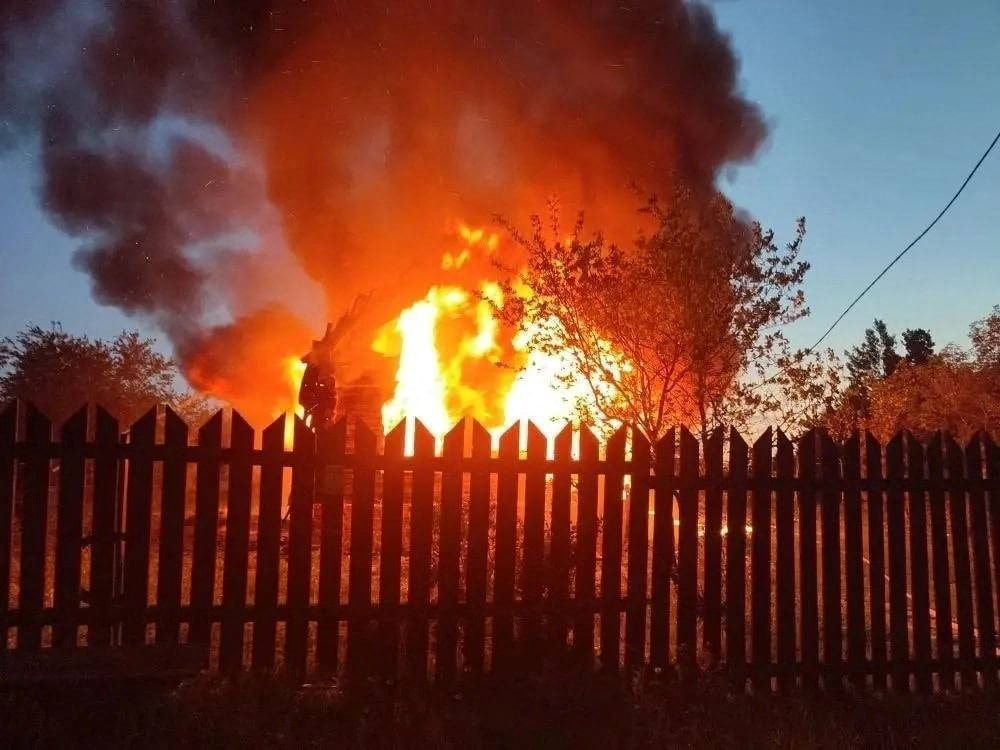 Residential building ablaze following drone strike