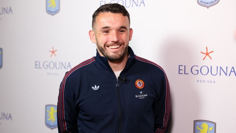 Aston Villa captain John McGinn interviewed at Villa Park