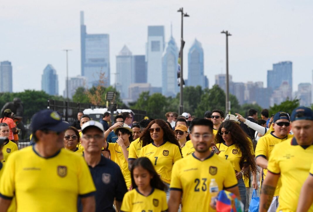 Ecuadorian World Cup Fans Ignite Philly’s Legendary Rocky Steps with Unstoppable Energy!