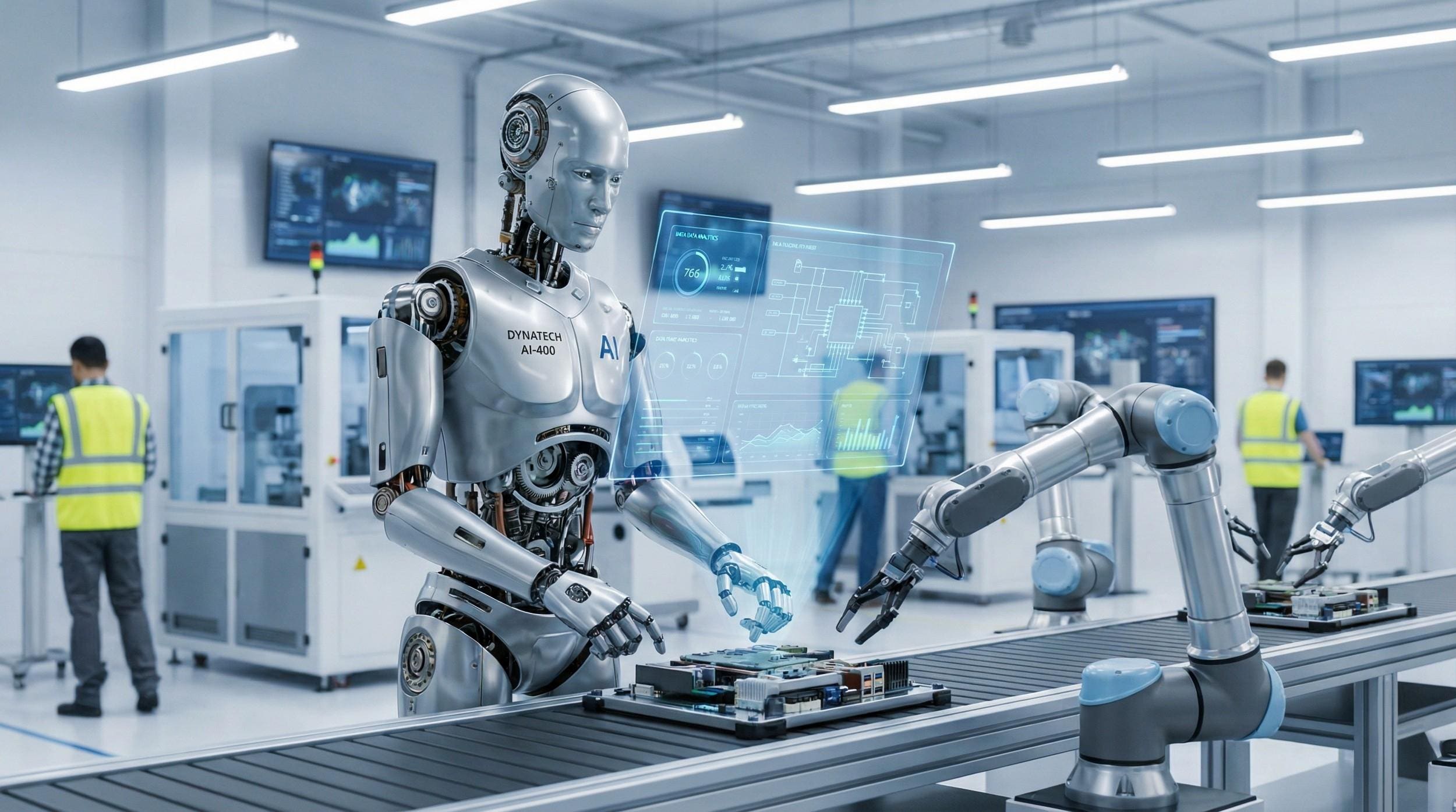 Humanoid robots evolving from science fiction to practical use in factories, warehouses, and homes.