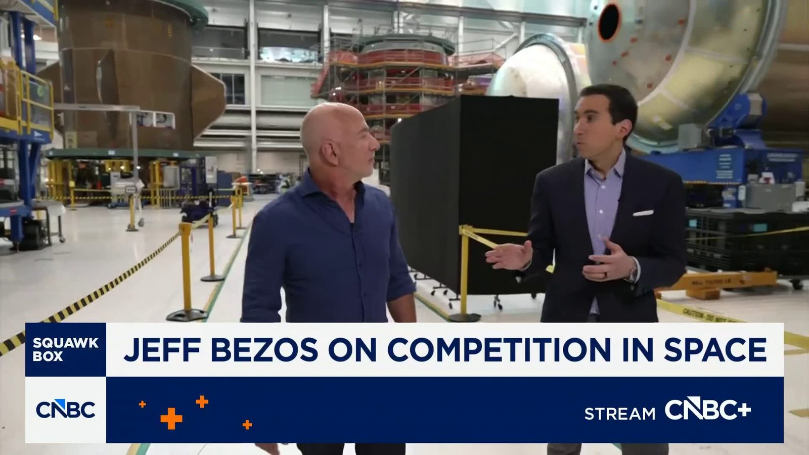 Jeff Bezos discussing economic aspects driving competition among space ventures