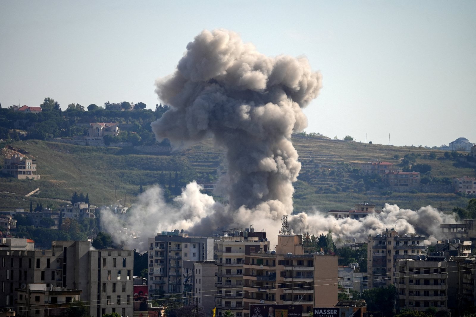 Smoke rising over southern Lebanon after Israeli airstrikes, Nabatieh, Lebanon