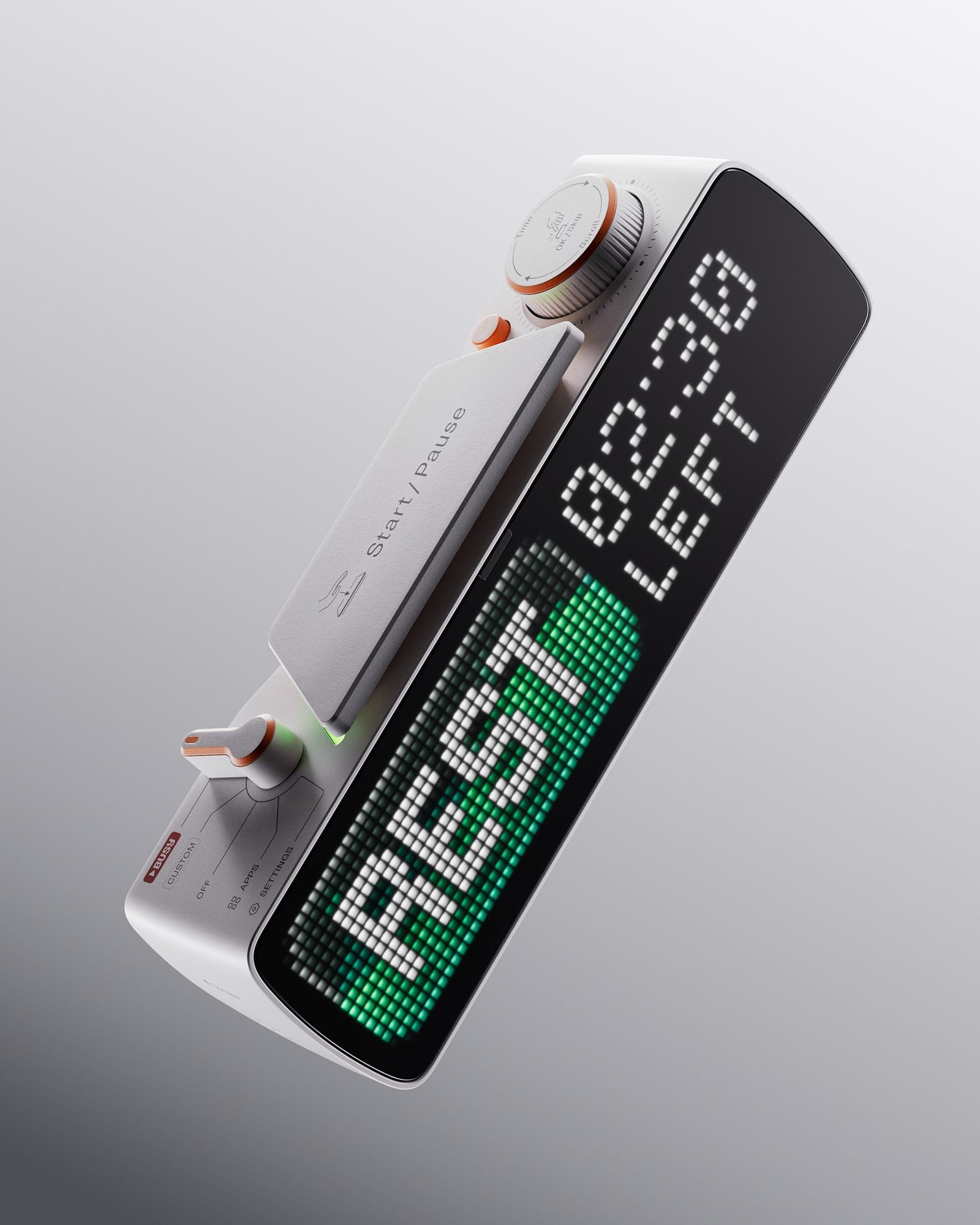 Busy Bar LED timer displaying focus session countdown on desk