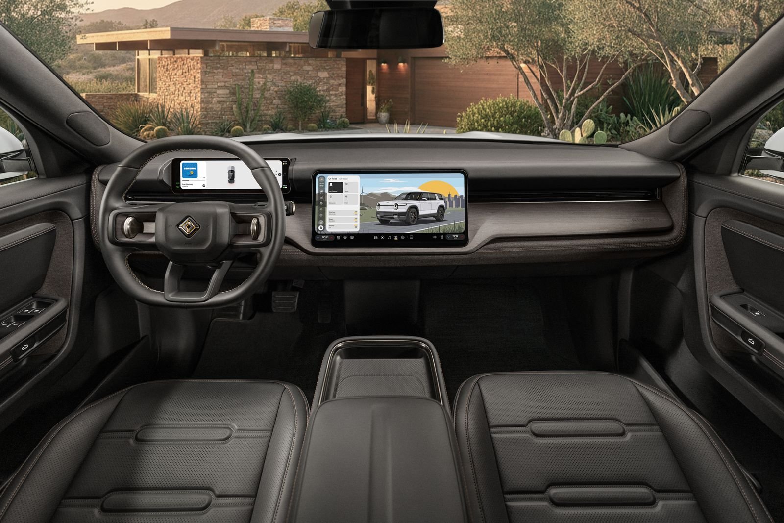 Interior view showing haptic Halo Wheels steering controls