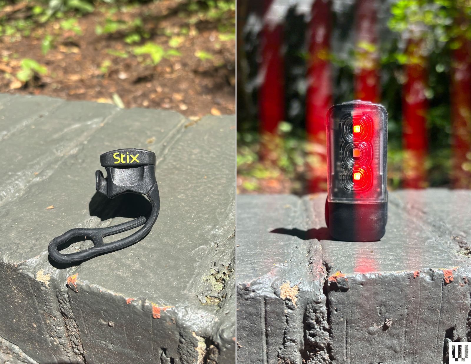 Close-up image showing bicycle lighting system
