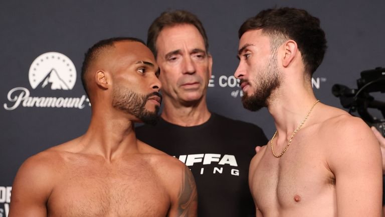Edwin de Los Santos faces Jose Valenzuela after weigh-in in las Vegas