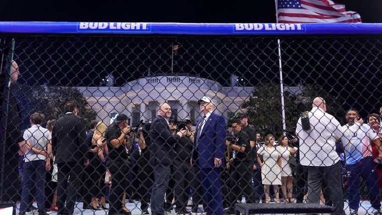president Donald Trump alongside Dana White, president and CEO of UFC.