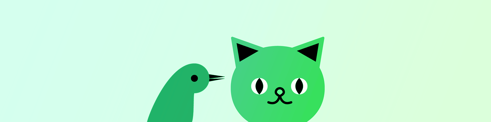 Animated green bird blinking