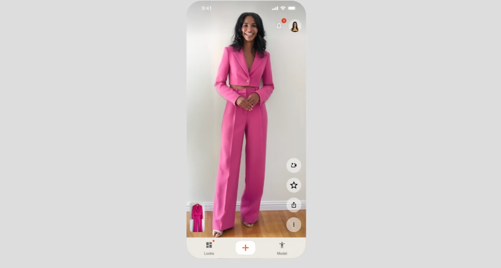 Doppl app interface showing virtual try-on feature