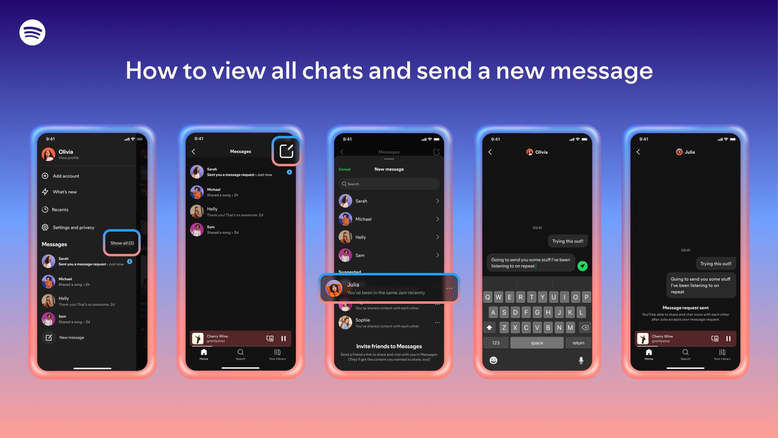 spotify mobile messaging interface